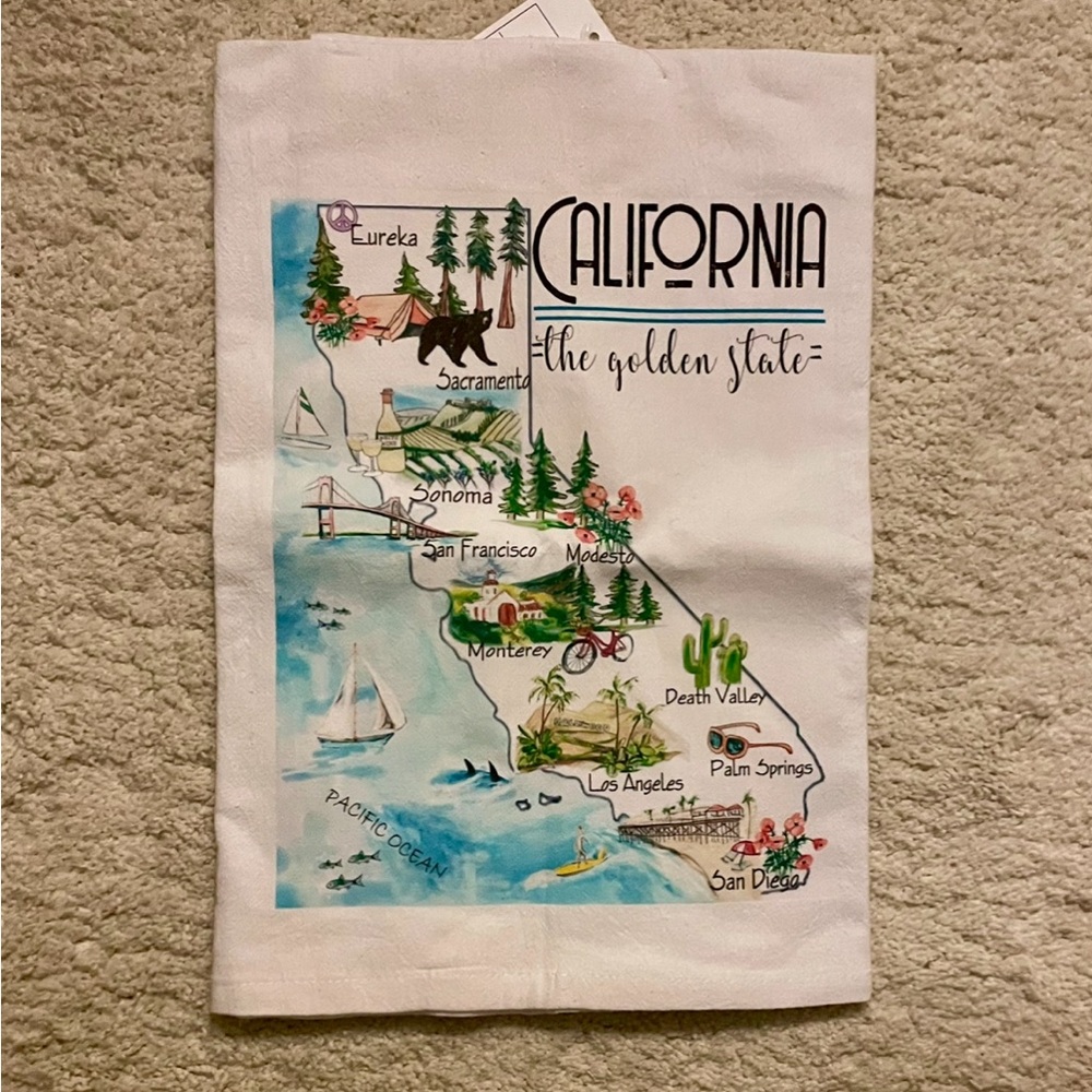California-Themed Kitchen Towel
